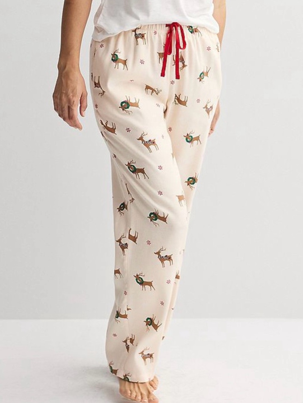 Sonoma Reindeer Print Pajama Pants with Red Drawstring